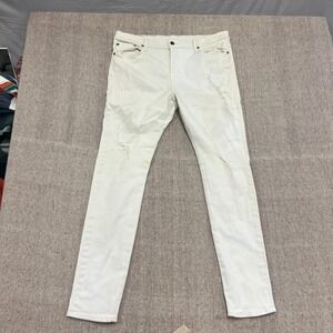Ksubi Jeans Mens 34x32 White Skinny Tapered Distressed